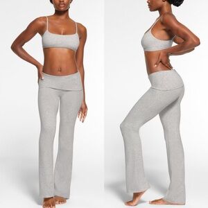 NWT SKIMS Cotton Jersey Foldover Pant in Light Heather Gray, 3X